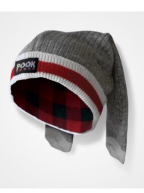 Pook Hat Grey and Red Plaid Lined Winter Beanie